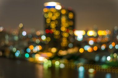Bangkok cityscape, alacakaranlık zamanı, bulanık fotoğraf bokeh