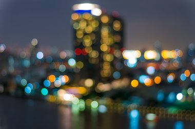 Bangkok cityscape, alacakaranlık zamanı, bulanık fotoğraf bokeh