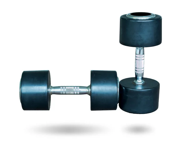 Big black dumbbells on white background — Stock Photo, Image