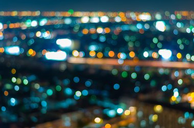 Bangkok cityscape, alacakaranlık zamanı, bulanık fotoğraf bokeh