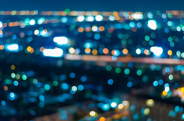 Bangkok paisaje urbano en la hora del crepúsculo, borrosa Foto bokeh — Foto de Stock