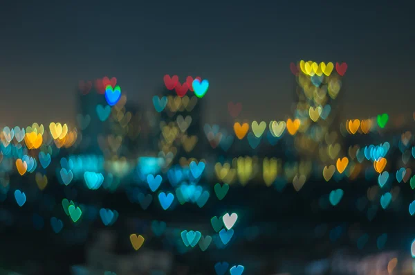 Hjärtat bokeh bakgrund, kärlek koncept — Stockfoto