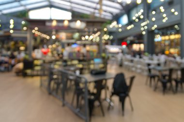 Gıda mahkeme mağaza bokeh ile arka plan bulanıklık