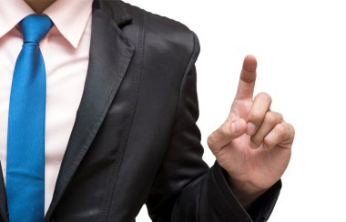 İşaret veya beyaz arka plan üzerinde dokunmadan işadamı