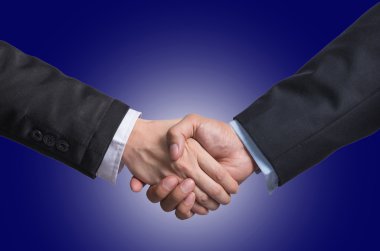 Bir işadamı ve bir iş kadını olarak karanlık blu arasında el sallamak
