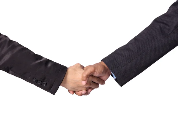 Ruce třást mezi podnikatel na bílém pozadí — Stock fotografie