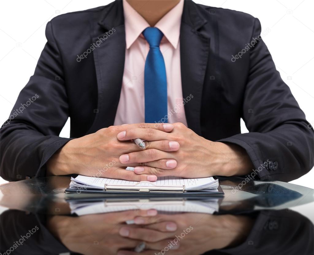Businessman calculating the information