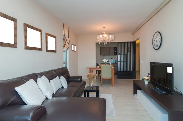 Luxuoso Interior sala de estar e cozinha — Fotografia de Stock