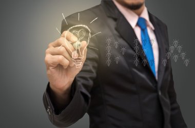 Yazma, başarı fikri üzerine çizim işadamı