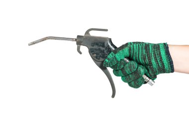 Endüstri/sanayii donatımı beyaz arka plan üzerinde tutan eller