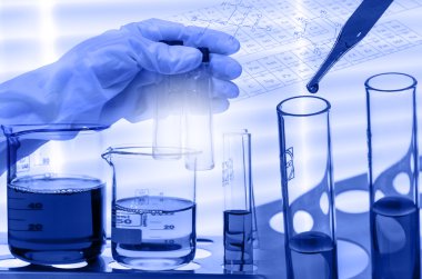 Kimya Laboratuvarı, reaktif içine bırakarak bilim adamı fla sınayın.