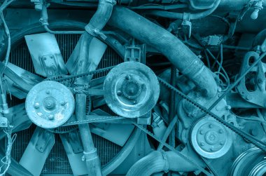 Eski motor detayları, mavi renk tonu