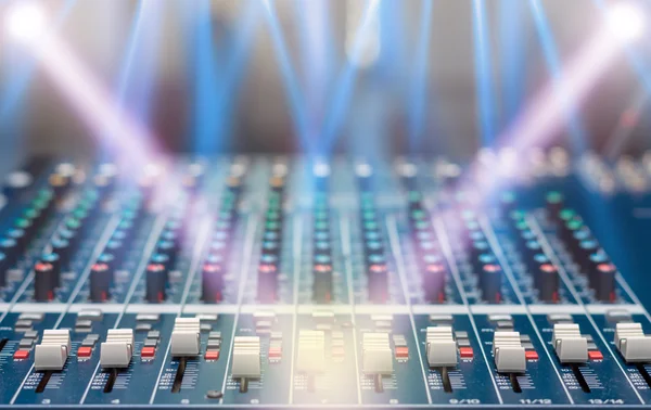 Close up of microphone in buddha pavilion or church on buddhist blurred background — Stock Photo, Image