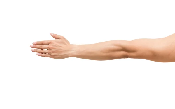 Adam beyaz arka plan üzerinde eller, kırpma yolunu ekle — Stok fotoğraf