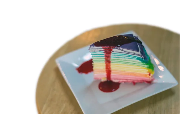 Floers cake van de regenboog. (Focus op de bovenste laag) — Stockfoto