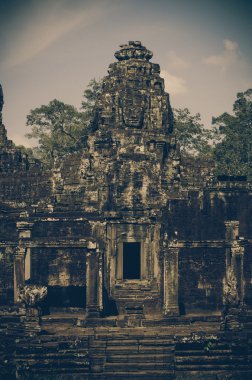 Closeup antik Bayon Tapınağı Angkor Thom, taş yüzü. Siem Reap, Kamboçya