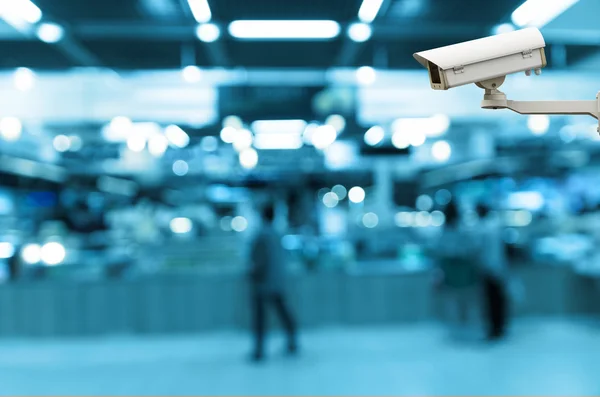 Telecamera di sicurezza CCTV sul monitor della foto astratta offuscata del tribunale alimentare nei grandi magazzini — Foto Stock