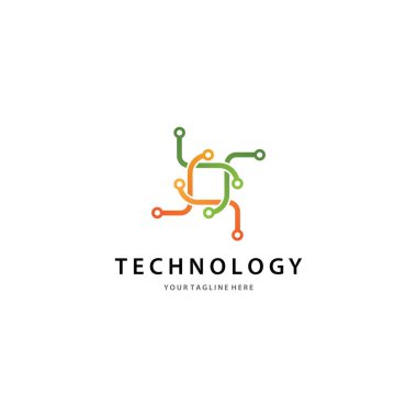 Teknoloji logosu vektör ikonu tasarımı