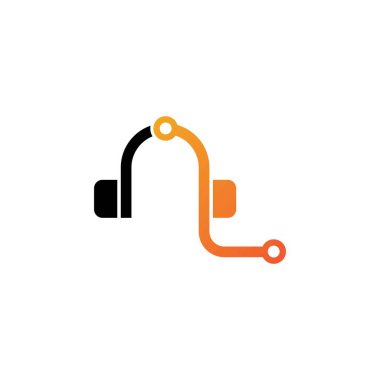 Kulaklık logosu şablon vektör simgesi