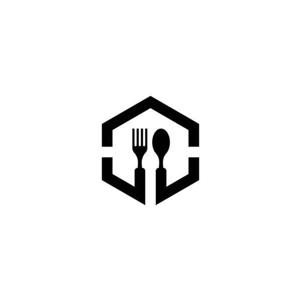 Fork Logotipo Modelo Vetor Ícone Design — Vetor de Stock