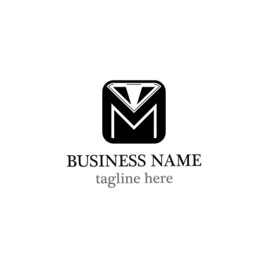 M harfi elmas logo şablon vektör simgesi tasarımı
