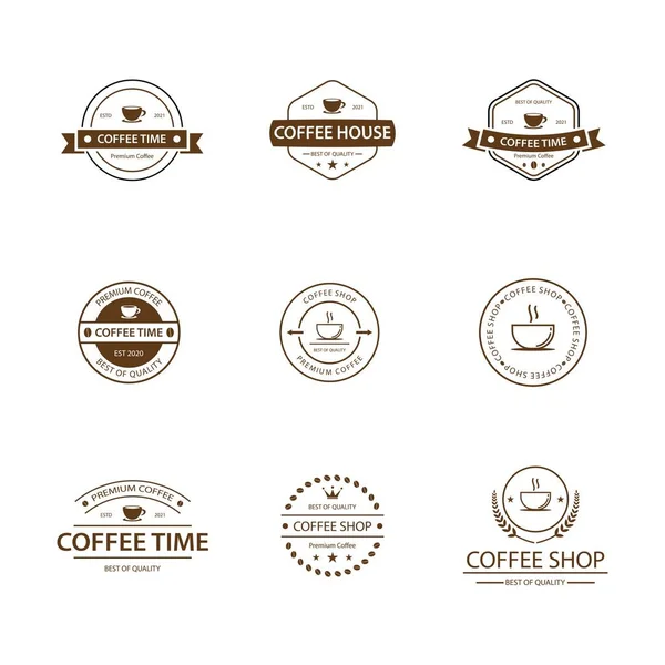 Café Vintage Logotipo Plantilla Vector Icono Pack — Archivo Imágenes Vectoriales