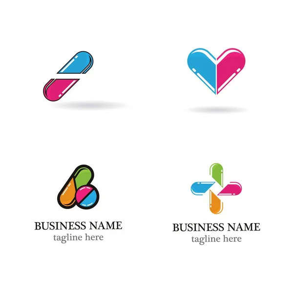 Pharmacy Logo Template Vector Icon Set Design — Stock Vector