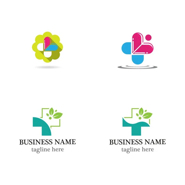 Modèle Logo Médical Santé Icône Set Design — Image vectorielle
