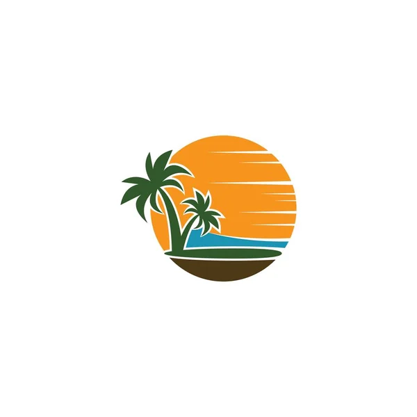 Vettore Modello Logo Estate Palma — Vettoriale Stock