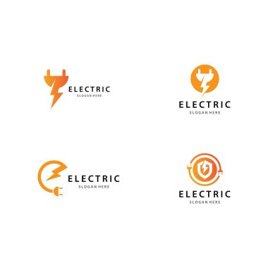 Elektrikli logo şablon vektör ikonu tasarımı