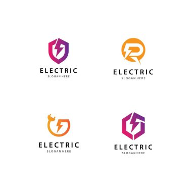 Elektrikli logo şablon vektör ikonu tasarımı
