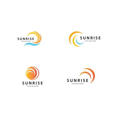 Güneş logosu şablon vektör çizimi