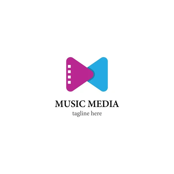 Muziek Logo Template Vector Pictogram Ontwerp — Stockvector