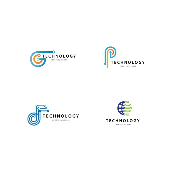 Tecnologia Logotipo Modelo Vetor Ícone Design — Vetor de Stock