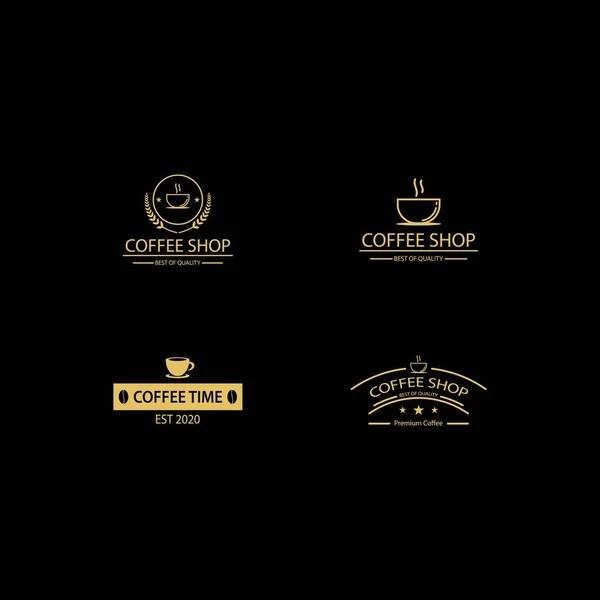 Café Vintage Logotipo Modelo Vetor Ícone Design — Vetor de Stock