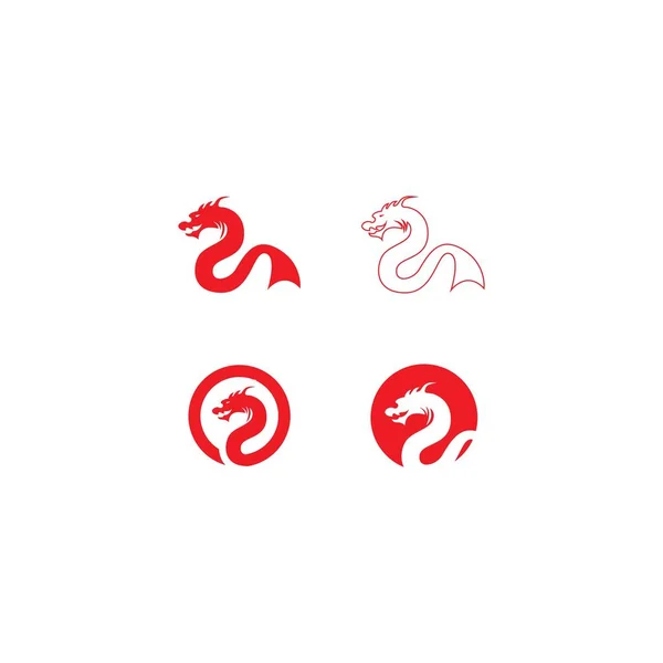 Head Dragon Platt Färg Logotyp Mall Vektor Design — Stock vektor