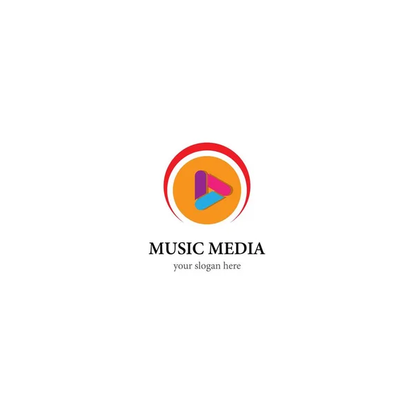 Muziek Media Logo Template Vector Pictogram Ontwerp — Stockvector