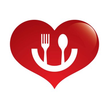 Gıda sevgisi logo şablon vektör ikonu tasarımı