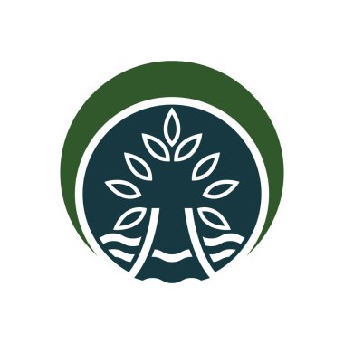 Ağaç yaprağı vektör logosu şablon tasarımı