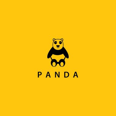 Panda logo şablon vektör ikonu tasarımı