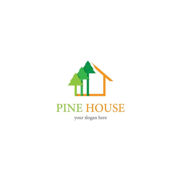 Pine House Logo Şablon Tasarımı — Stok Vektör