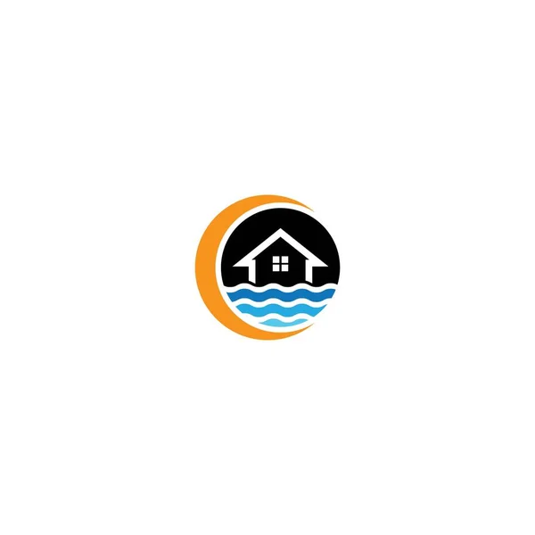 Modèle Logo House Wave Design Icône — Image vectorielle