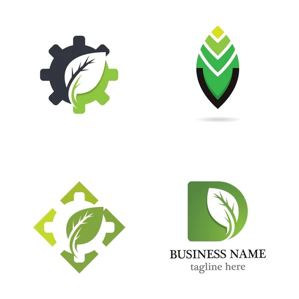 Blad Vector Logo Template Pictogram Set Ontwerp — Stockvector