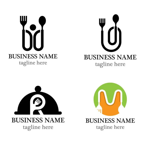 Spoon Fork Logo Template Vector Icon Set Design — Stock Vector