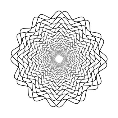 Mandala dalgalardan oluşur. Moda ve arka planlar için vektör tasarımı. Mandala siyah amblemi. Sanat sınırında. Çeşitli kullanımlar için tasarım rozeti.