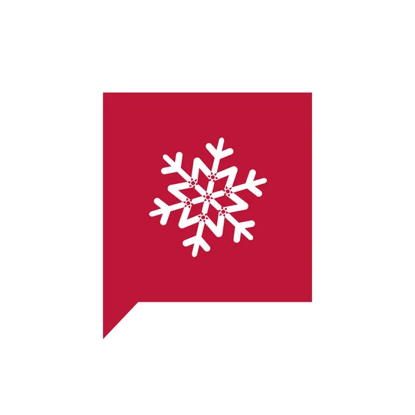 Icon Christmas White Snowflake Red Background — Stock Vector