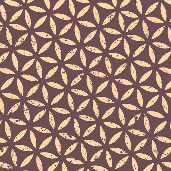 Padrão Grunge Ouro Abstrato Flor Vida Ilustração Vetorial Geometria Sagrada — Vetor de Stock