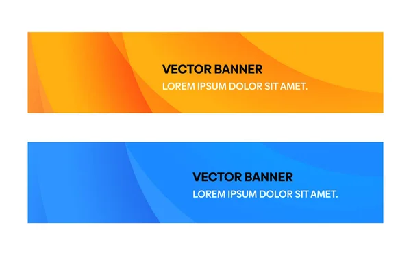 Set Von Modernen Bunten Banner Vorlage Blaue Und Orangefarbene Banner — Stockvektor