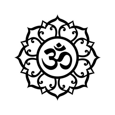 Om mandala, siyah Hinduizm sembolüdür. Manevi simgeyi süsle.