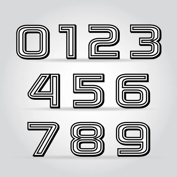Vector set retro style black numbers — Stock Vector